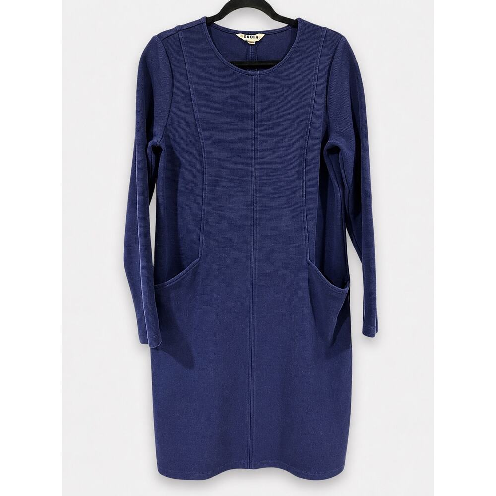 Boden Ellen Ottoman Dress Women Size 12 Regular Navy Ribbed Shift Pockets Preppy